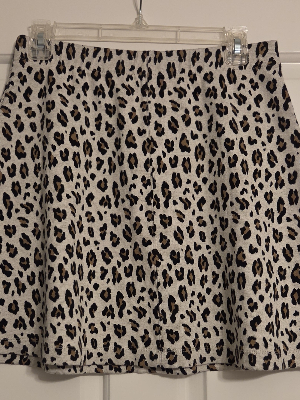 LOFT Leopard Print Knit A-Line Mini Skirt Medium M Cotton Stretch Animal Print
